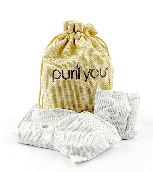 100% Natural Bamboo Charcoal Air Purifying Bag - Set of 12 Carbon Filters Deodorizer Bags Odor Absorber for Diaper Pail Trash Shoes Closets Cars Fridge Pets House Kitchen Home by purifyou