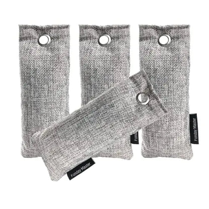 4 Packs Shoe Deodorizer Bags Fonday Bamboo Charcoal Odor Eliminator(75g each) Air Purifying Bags Odor Absorber for Gym Bag Car Pet Closet